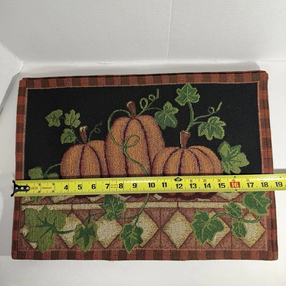 Vintage Tapestry Placemats Pumpkins Leaves Thanksgiving Fall‎ Set Of 4